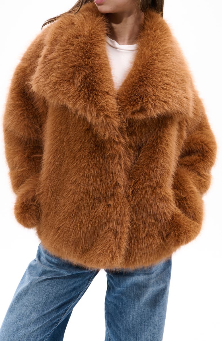 AZALEA WANG Regina Faux Fur Jacket, Main, color, Tan