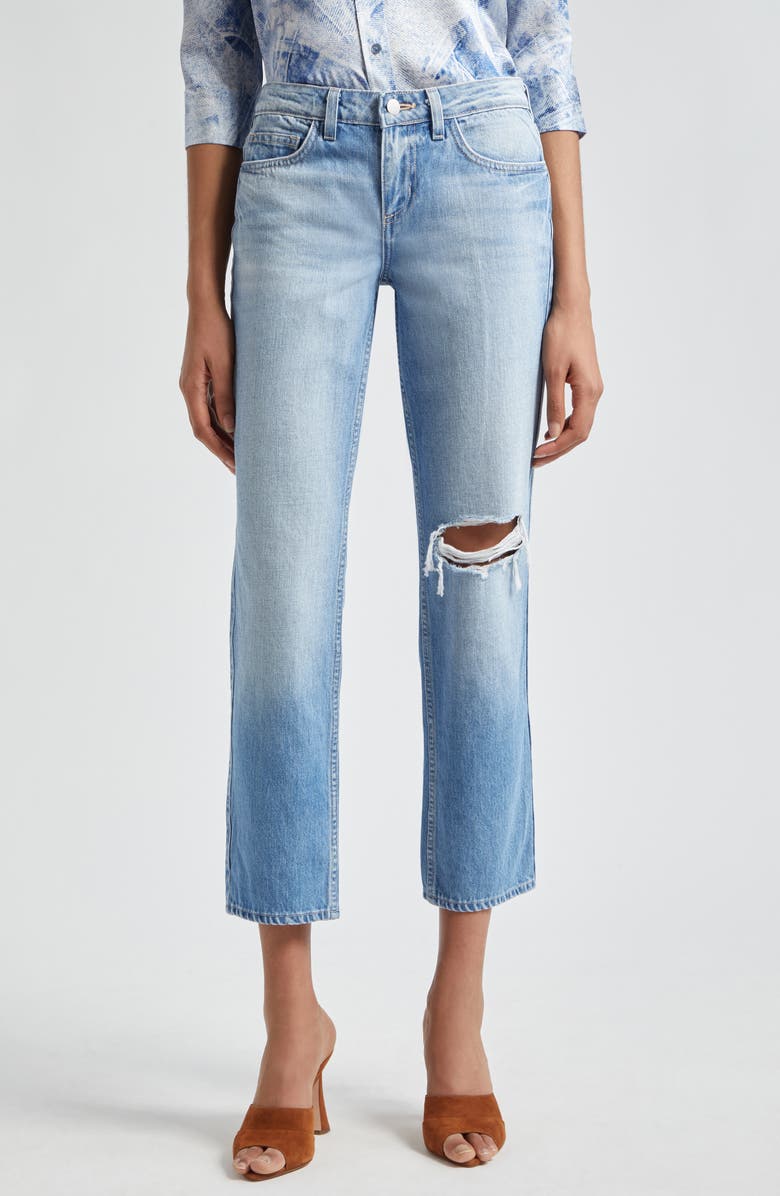 L'AGENCE Nevia Low Rise Slouch Straight Leg Jeans, Main, color, Caruso Destruct