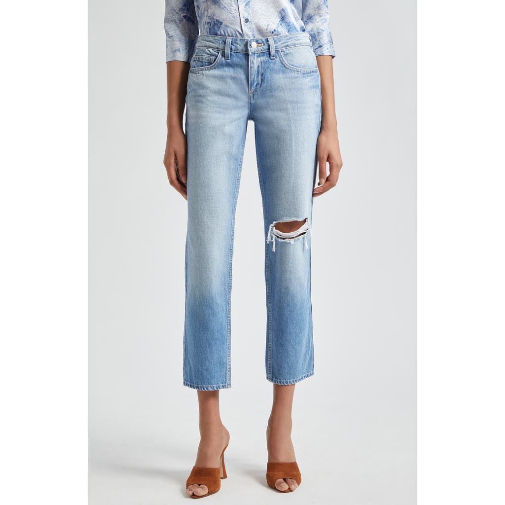 L Agence Nevia Low Rise Slouch Straight Leg Jeans In Caruso Destruct