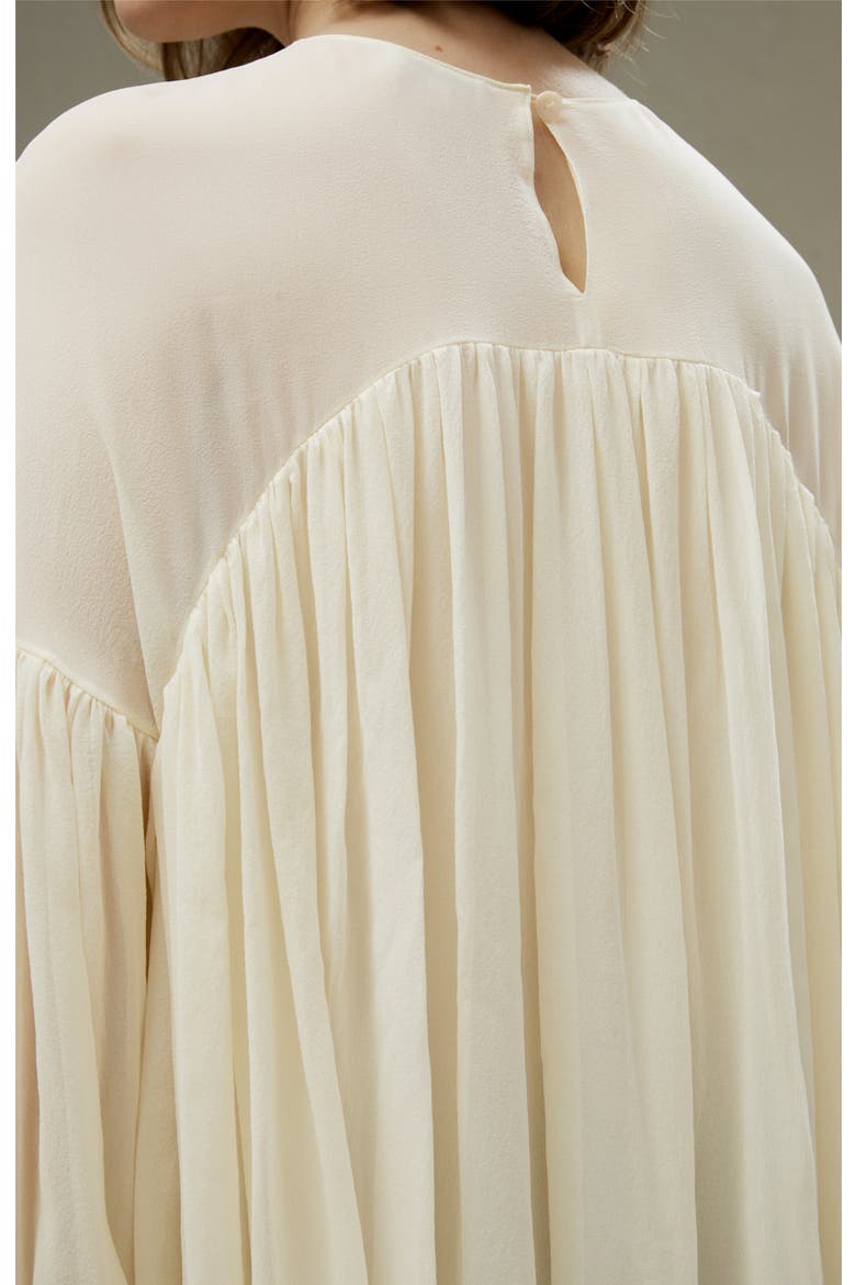 Sheer-Shoulder Ruffle Shirt, Alternate, color, Custard white