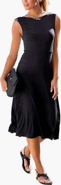 LASCANA Women's V-Back Lace Accent Dress