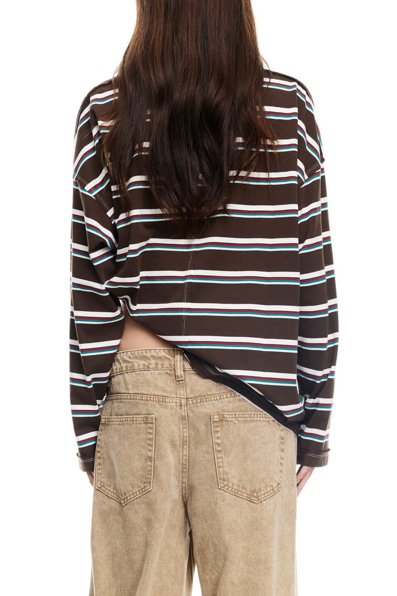 Horizon Stripe Top, Alternate, color, DARK CHOCOLATE