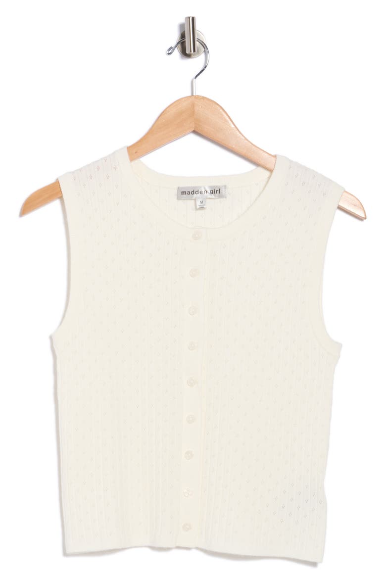 Pointelle Button Front Sweater Vest, Alternate, color, IVORY