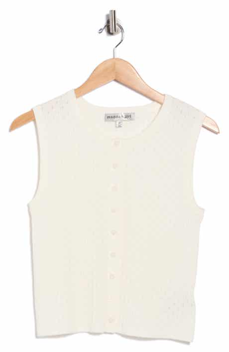 Madden Girl Pointelle Button Front Sweater Vest