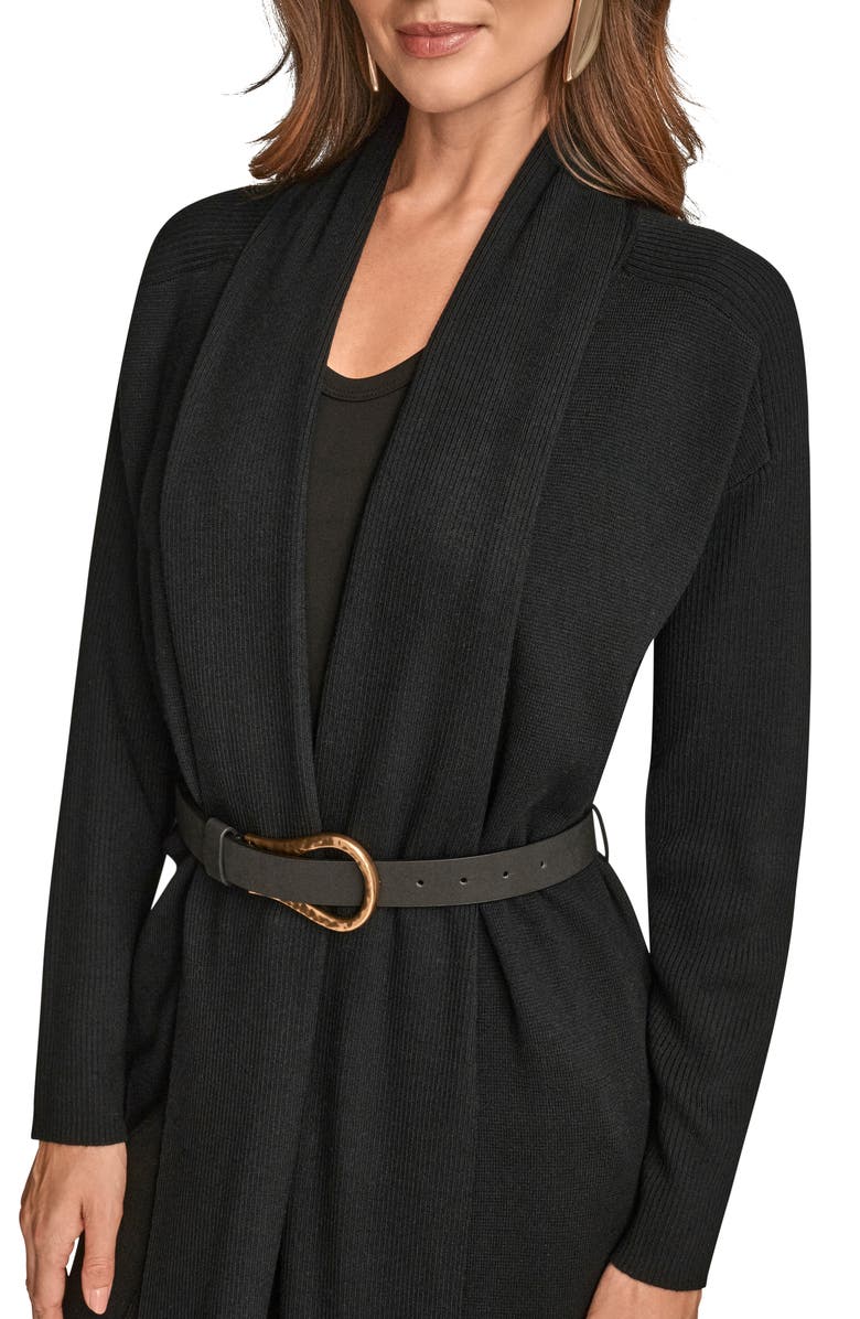 Donna Karan New York Belted Cardigan, Alternate, color, Black