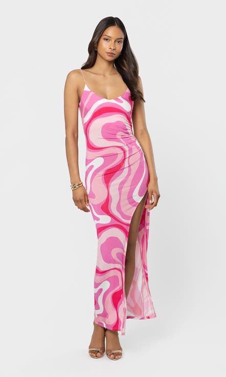 Hailey Geometric Sheen Jersey Maxi Dress