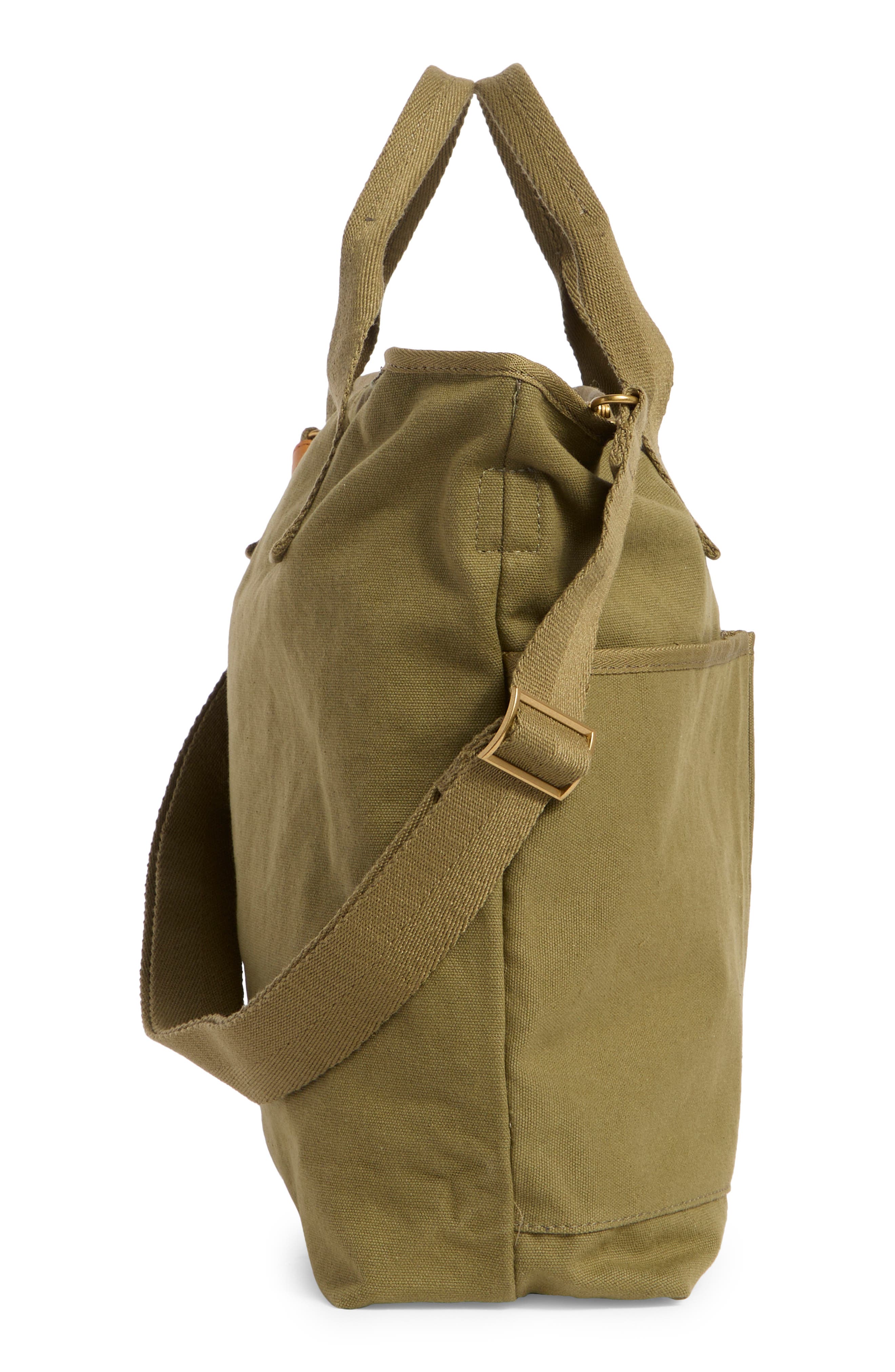 New Amsterdam Leatherworks Ayla Canvas Tote Bag, Alternate, color, Olive