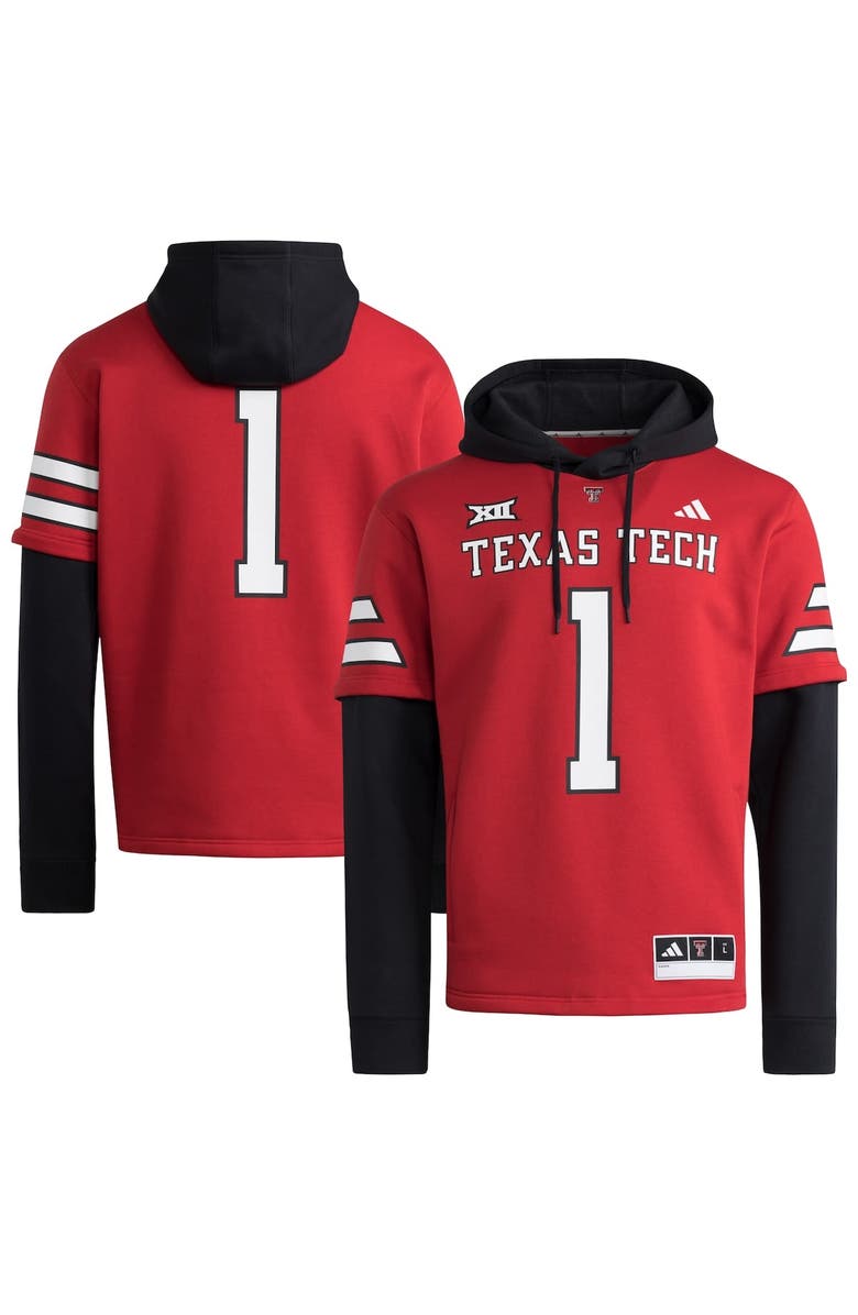 adidas Men's adidas  Red Texas Tech Red Raiders Jersey Pullover Hoodie, Main, color, 