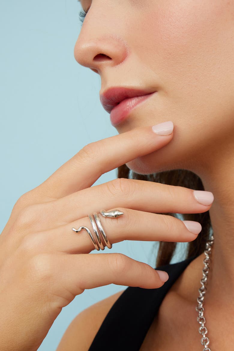 Sterling Silver Snake Wrap Ring, Alternate, color, Silver