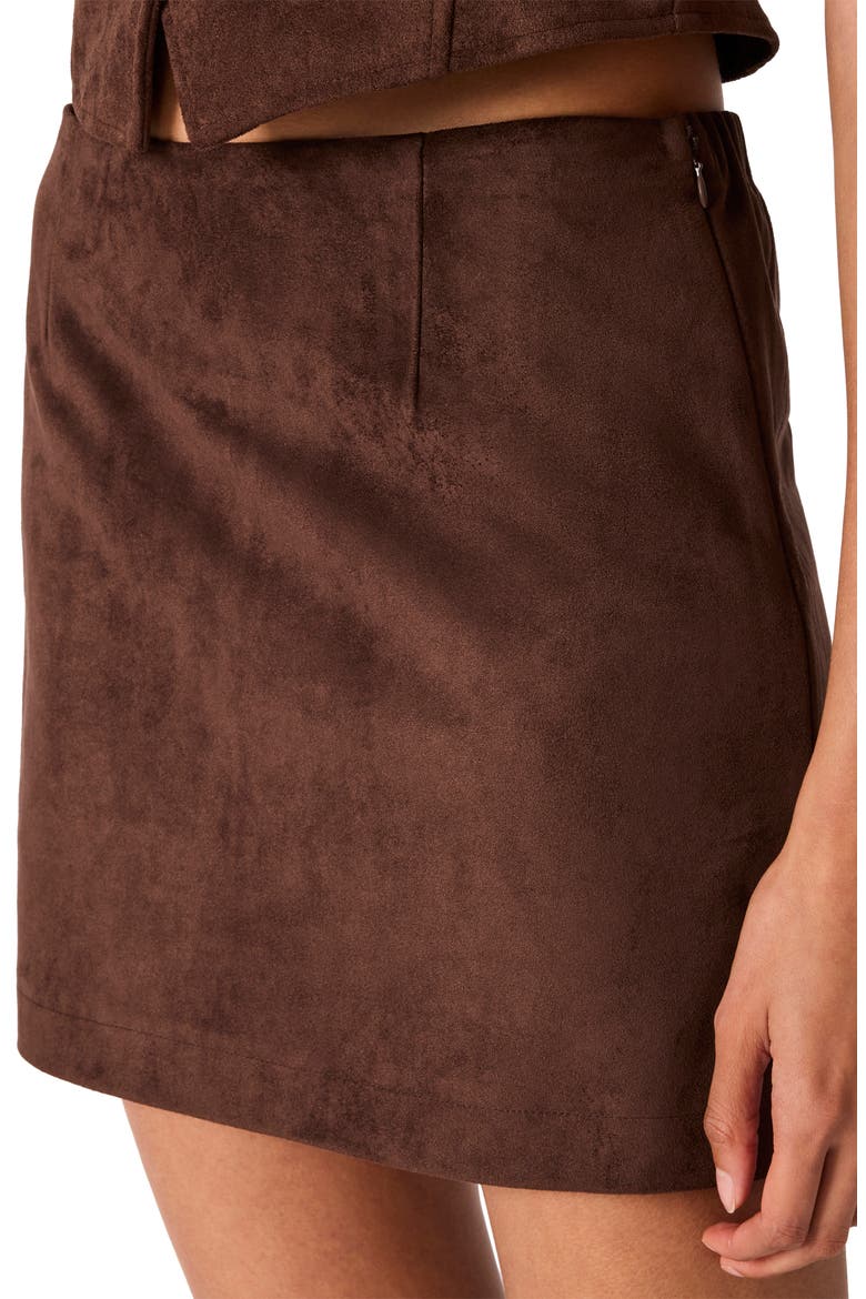Cindi Faux Suede Miniskirt, Alternate, color, DARK CHOCOLATE