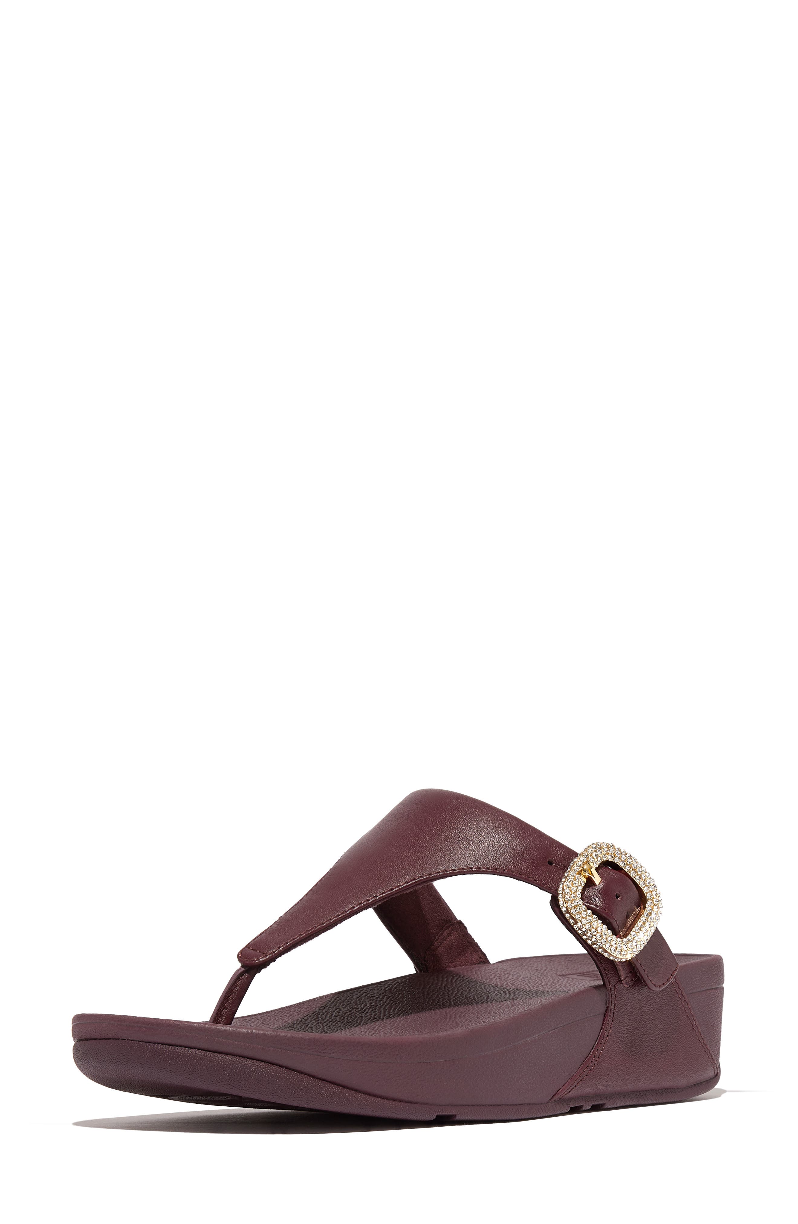 FitFlop Lulu Crystal Buckle Platform Flip Flop, Alternate, color, Mauve Wine