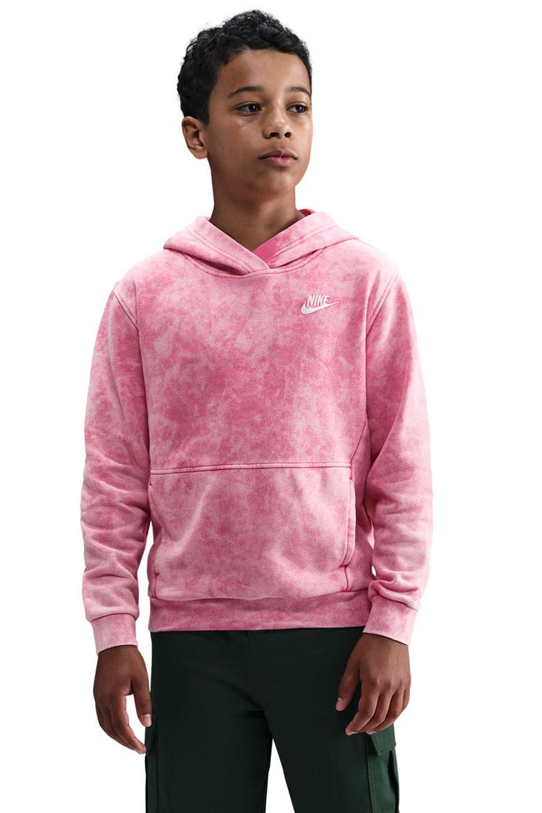 Kids' Cotton Blend Fleece Hoodie, Main, color, PINKSICLE/ WHITE