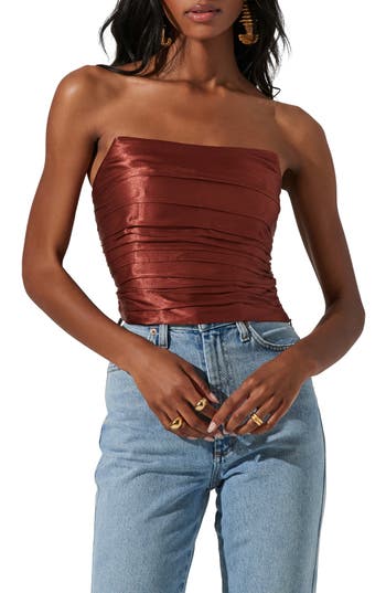 Astr The Label Mercury Strapless Top In Rust