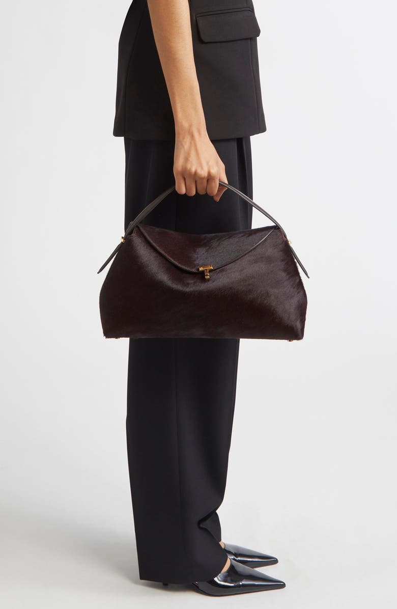 TOTEME T-Lock Genuine Calf Hair Top Handle Bag, Alternate, color, Wine