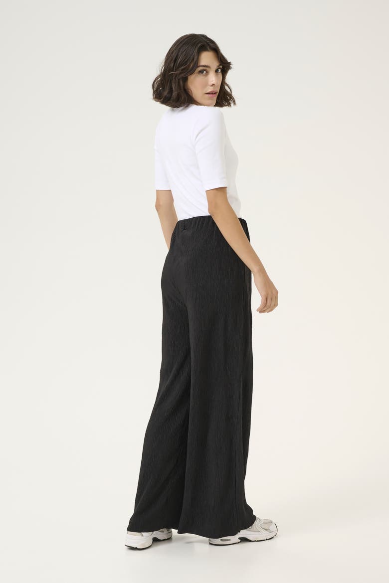 KAiben Wide Legs Elastic Waist Trousers, Alternate, color, Black Deep