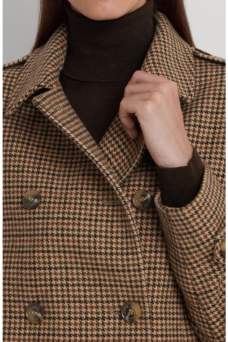 Houndstooth Crop Wool Blend Peacoat, Alternate, color, LODEN BOX CHECK