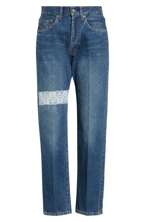Lace Detail Straight Leg Jeans