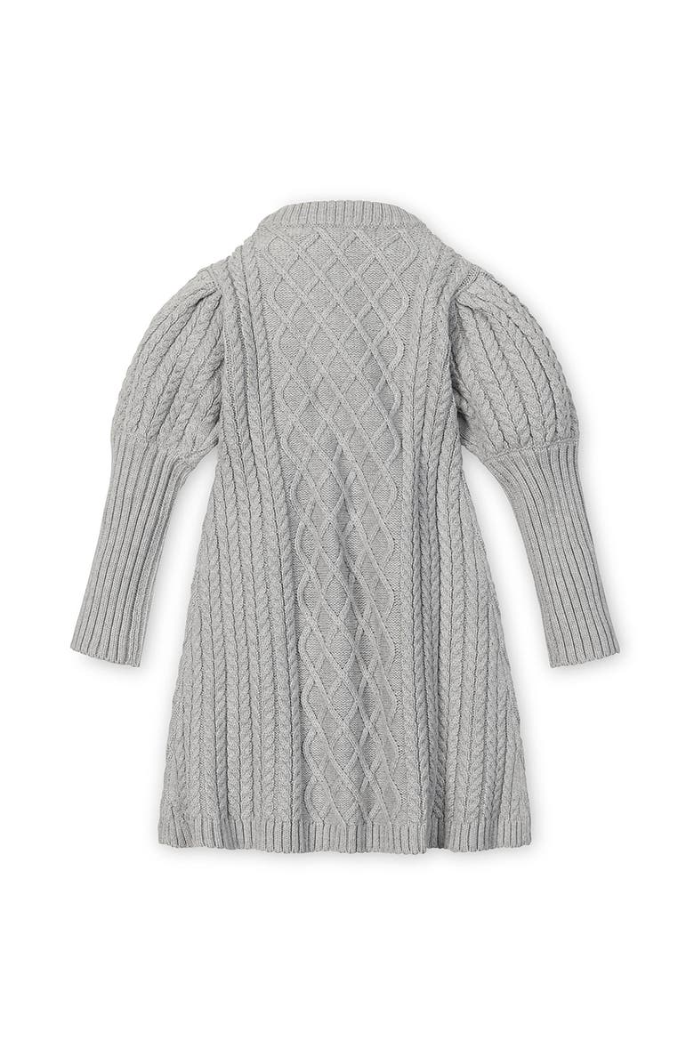 Hope & Henry Kids' Organic Long Sleeve Mock Neck Button Placket Sweater Dress, Alternate, color, Gray Heather Cable