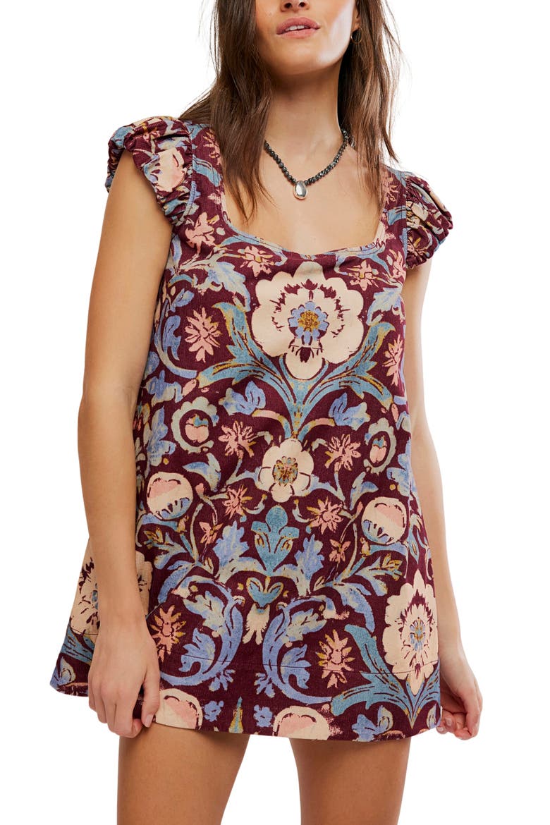 Hopeless Romantic Printed Minidress, Alternate, color, MAROON COMBO
