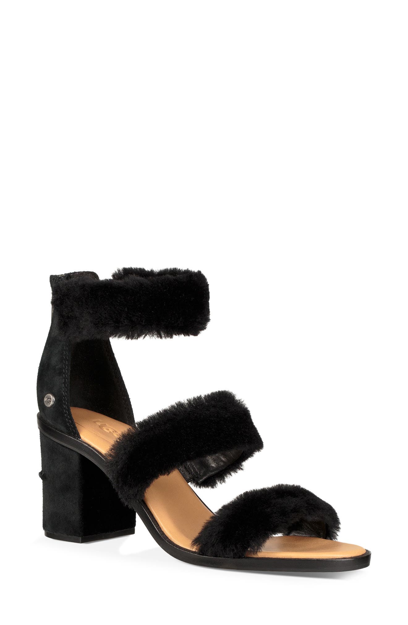UGG<sup>®</sup> Dey Rey Genuine Shearling Sandal, Main, color, 