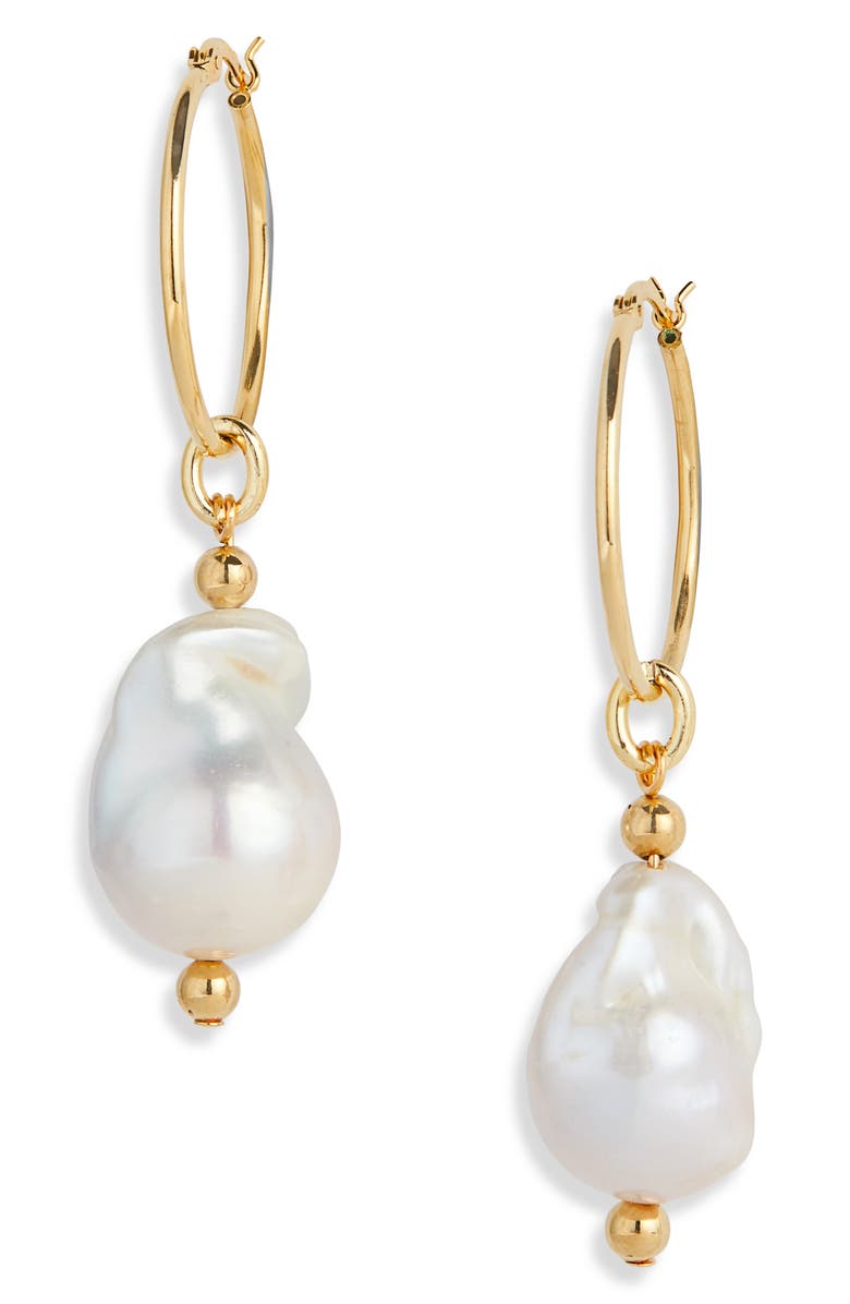 Mounser Breaker Mini Hoop Pearl Earrings, Main, color,