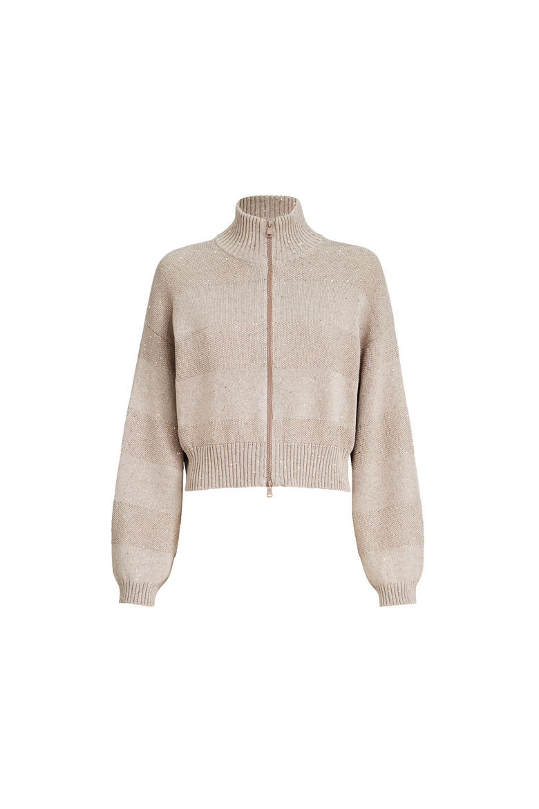 Cardigan with dazzling stripes, Alternate, color, Desert
