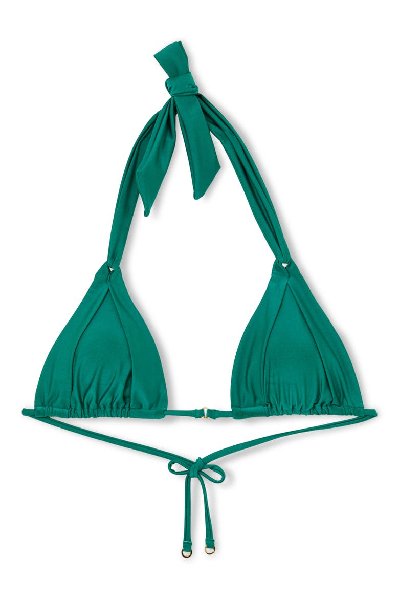 Matilda Halter Triangle Swimsuit Top, Alternate, color, TEAL BLUE