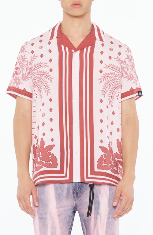 Cult of Individuality Border Print Short Sleeve Cotton Button-Up Shirt in Retro  product