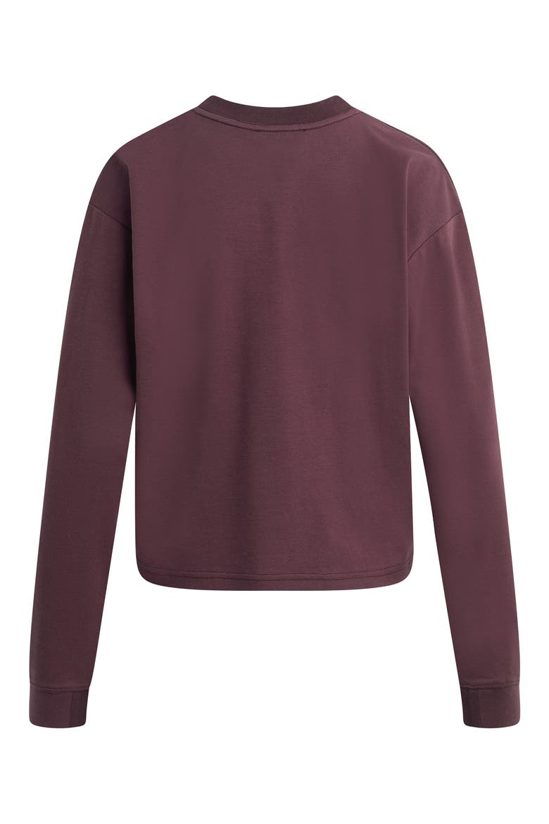 The Everyday Long Sleeve Cotton T-Shirt, Alternate, color, BURGUNDY DAHLIA