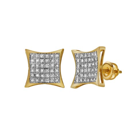 Felizardo 10K Yellow Gold Diamond Unisex Earrings - 0.35 Cts