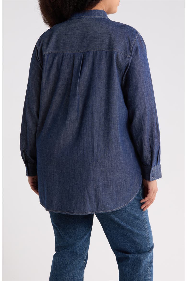 Classic Collar Organic Cotton Denim Button-Up Shirt, Alternate, color, DARK INDIGO