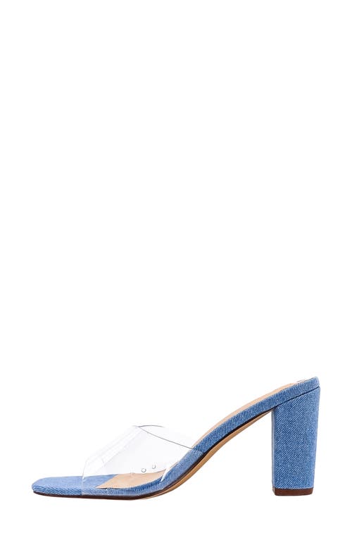Shushop Frida Block Heel Slide Sandal In Denim