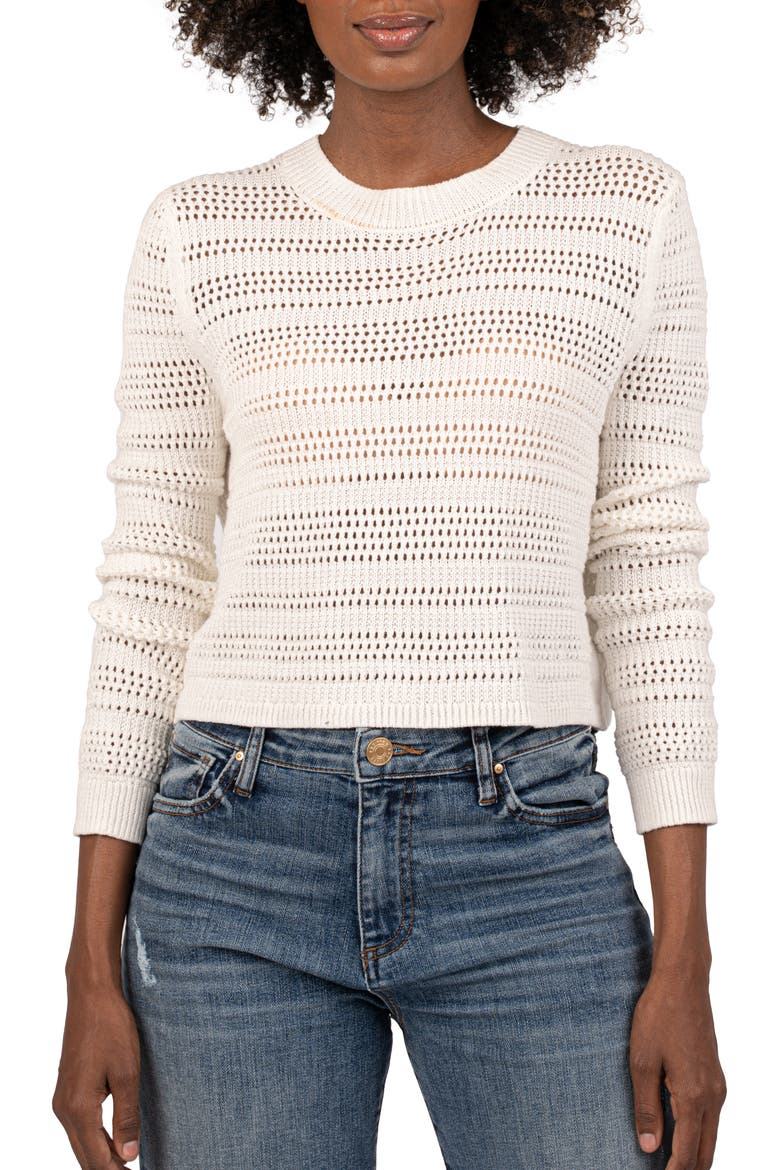 Open Stitch Crop Sweater, Main, color, OFF WHITE