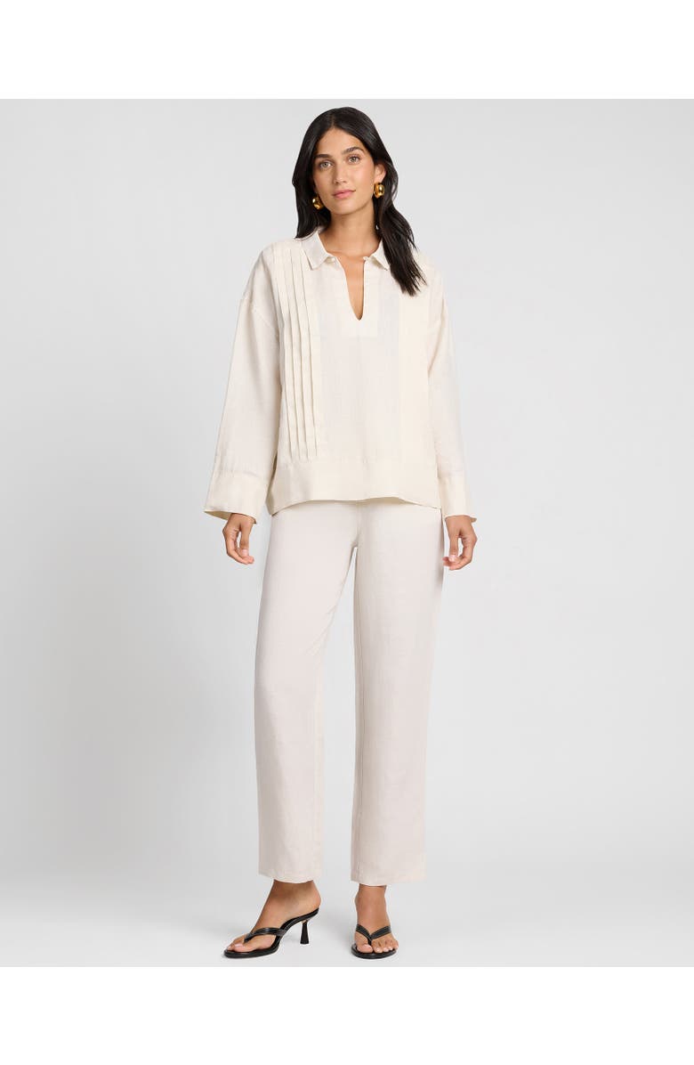 Onia Linen Pintuck Popover Shirt, Alternate, color, Natural