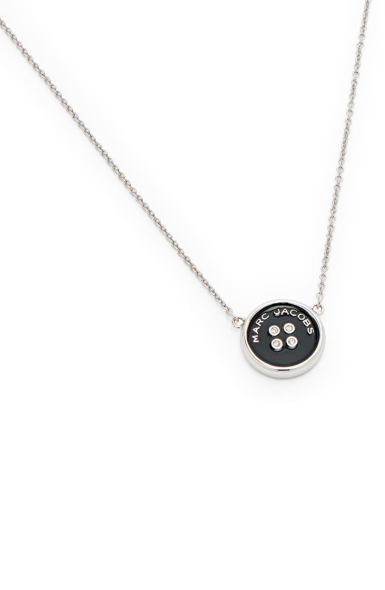 Marc Jacobs The Button Pendant Necklace, Main, color, Silver/Black