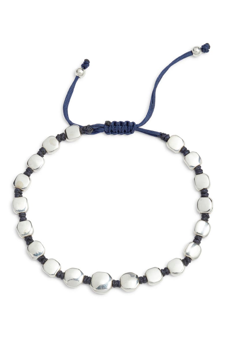 Men's Beaded Macramé Slider Bracelet, Main, color, NAVY
