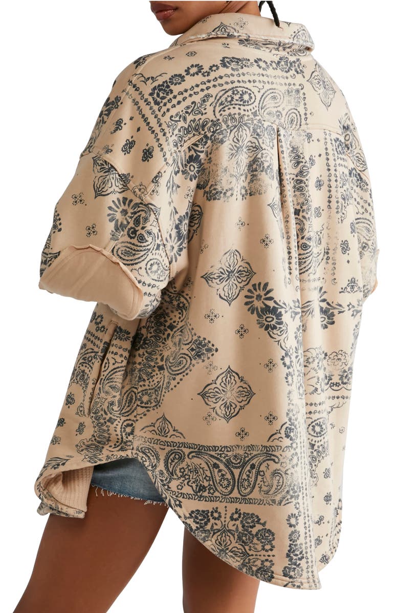 Free People Ruby West Coast Bandana Print Knit Shirt Jacket, Alternate, color, 