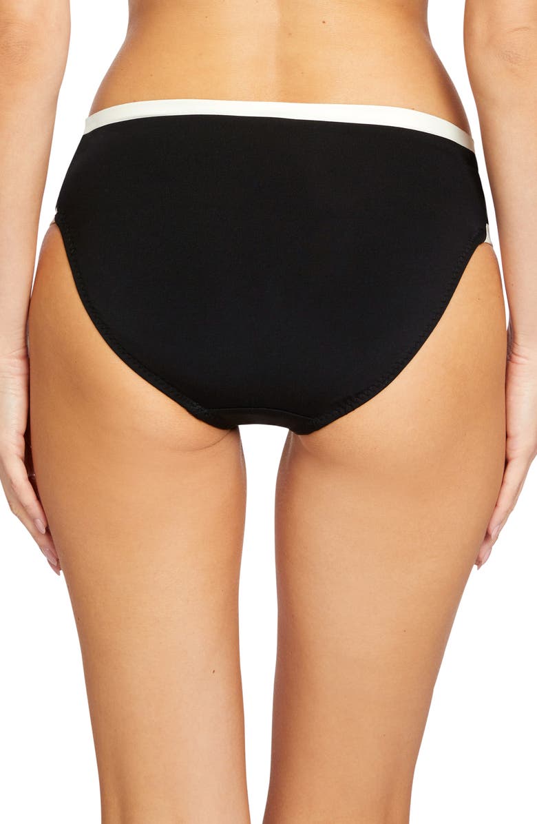 Robin Piccone Tierna Twist Hipster Bikini Bottoms, Alternate, color, Black/ Cream