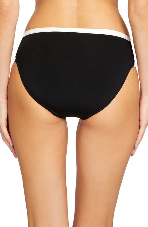 Robin Piccone Tierna Twist Hipster Bikini Bottoms In Black/cream