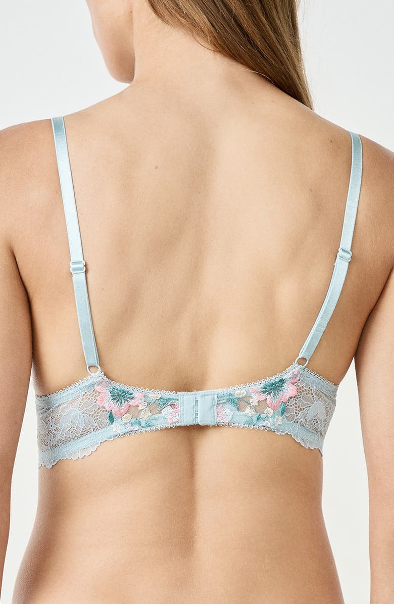Etam Allure Classique Embroidered Underwire Bra, Alternate, color, Blue Lagon