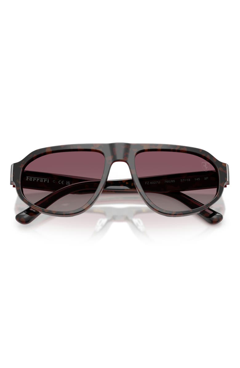 Scuderia Ferrari 57mm Polarized Irregular Sunglasses, Alternate, color, Havana Shiny Burgundy