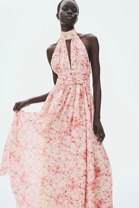 Tie-detail Halterneck Dress