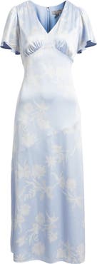 Chelsea28 Flutter Sleeve Satin Maxi Dress