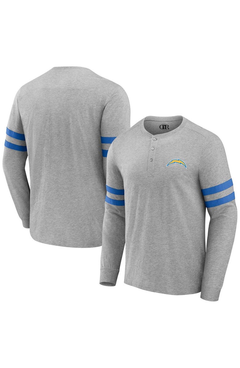 NFL X DARIUS RUCKER Men's NFL x Darius Rucker Collection by Fanatics Heather Gray Los Angeles Chargers Henley Long Sleeve T-Shirt, Main, color, 