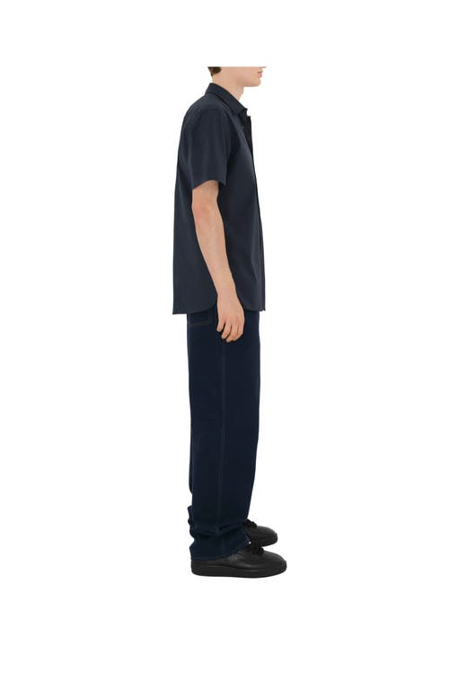 Burberry Stretch-cotton Ekd-embroidered Slim Shirt In Blue