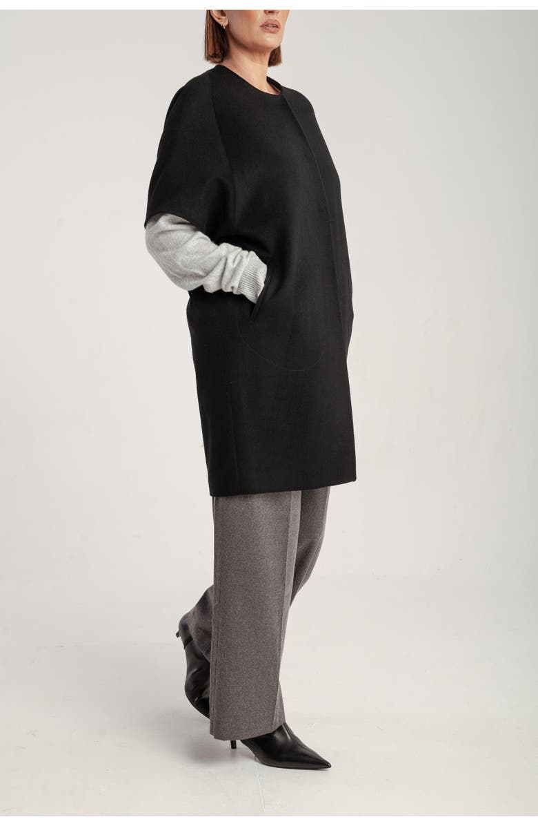 1982 Cashmere Short Sleeve Crew Neck Coat, Alternate, color, Black