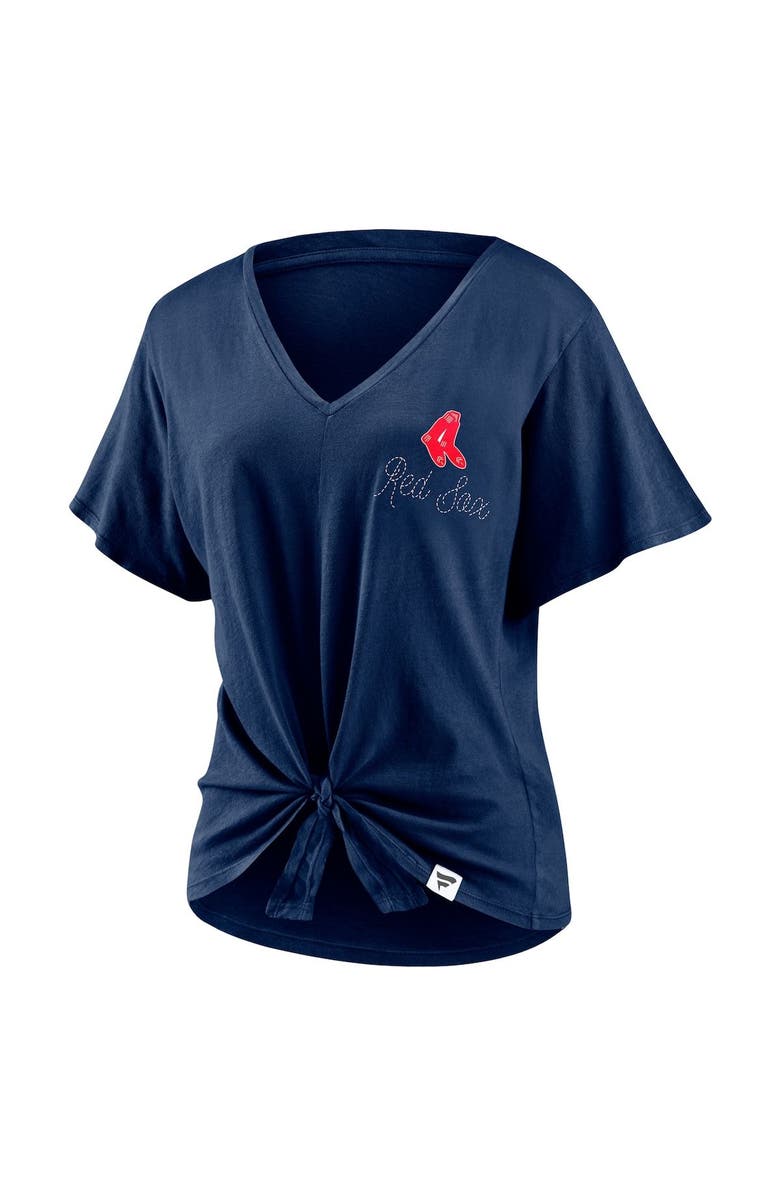 FANATICS Women's Fanatics Branded Navy Boston Red Sox Sport Resort Script Washed Tie Front V-Neck T-Shirt, Alternate, color, 