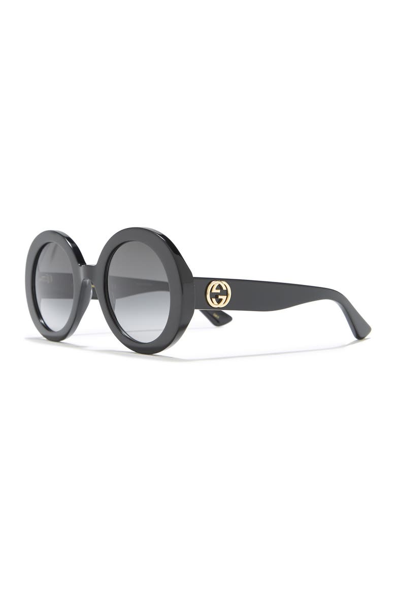52mm Round Sunglasses, Alternate, color, BLACK BLACK GREY