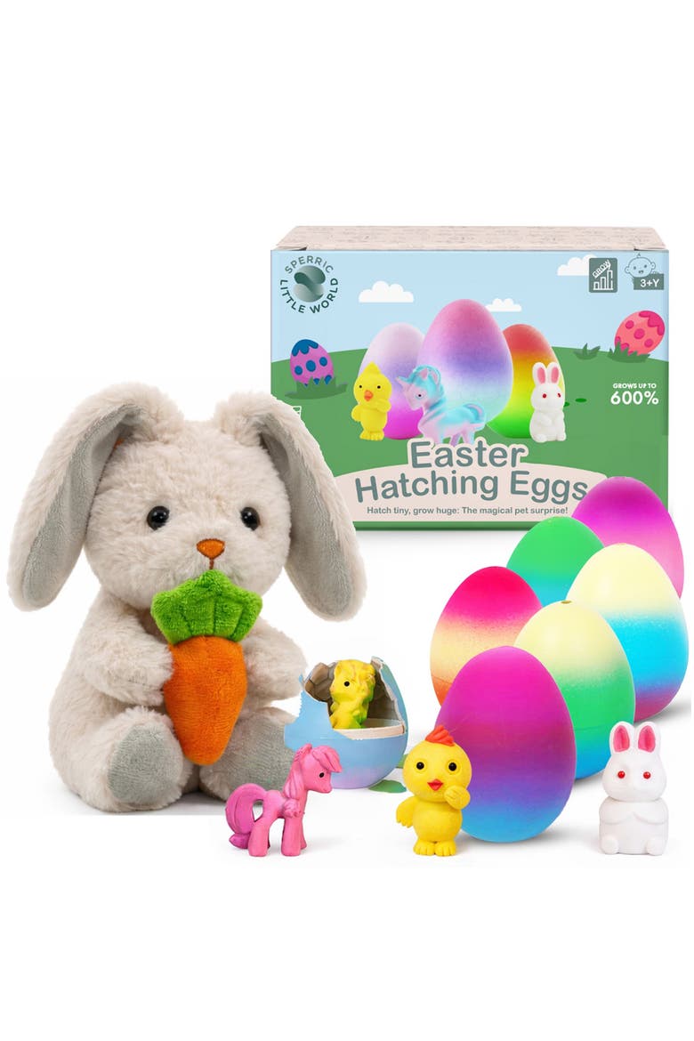Plush Bunny with Carrot and Easter Hatching Egg Set, Main, color, Multicolor