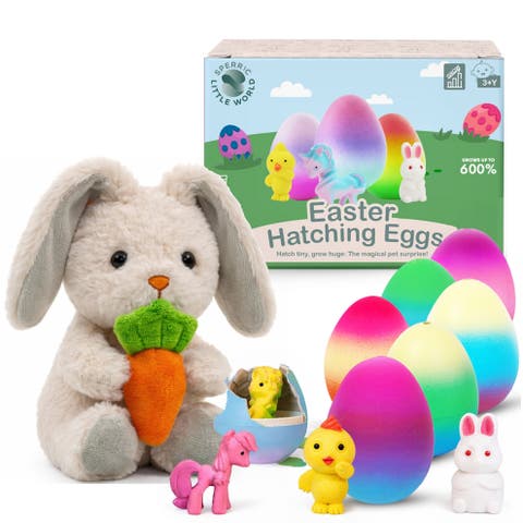 Plush Bunny with Carrot and Easter Hatching Egg Set